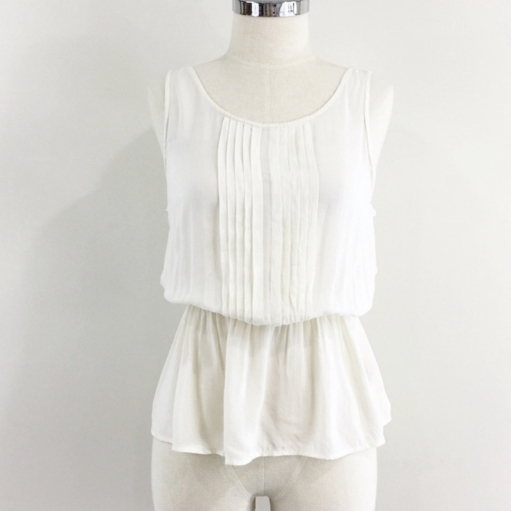 Anthropologie cream vanessa virginia pintuck tie open back blouse